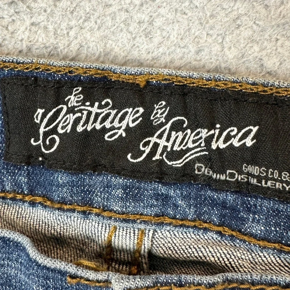Heritage America Jeans Mens 28X31 Tactical Cargo Slim Blue Red Acid Wash Denim